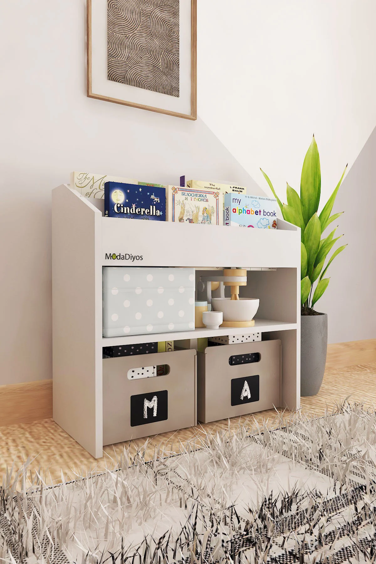 Montessori Kitaplık ve Oyuncak Dolabı, Çocuk Odası Ahşap Düzenleyici Raf - Çocuk / Genç Odası | ModaDiyos