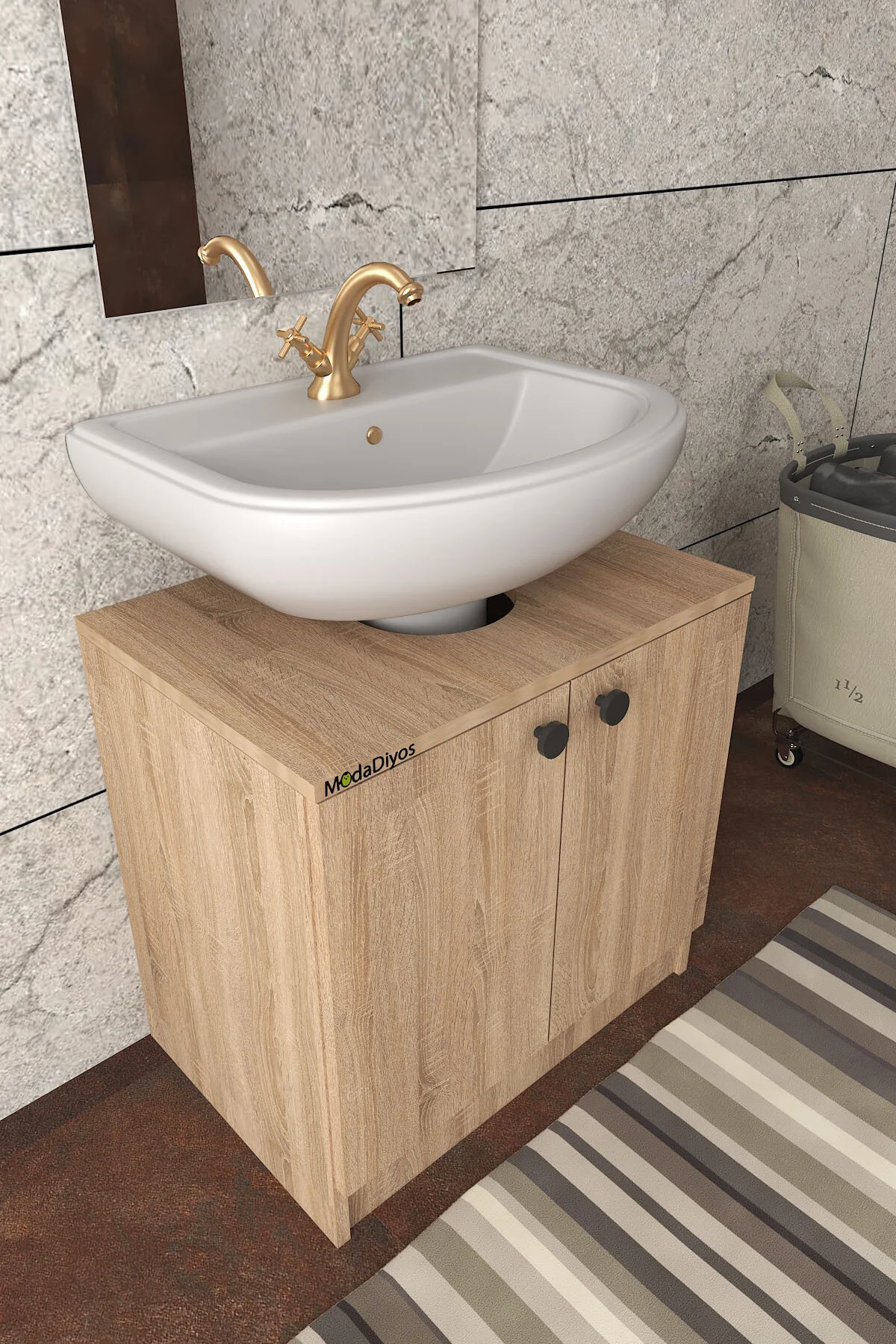 Modelisa Lavabo Altı Dolap, Banyo Dolabı - Mdf Ahşap - Banyo Dolabı - Görsel 4