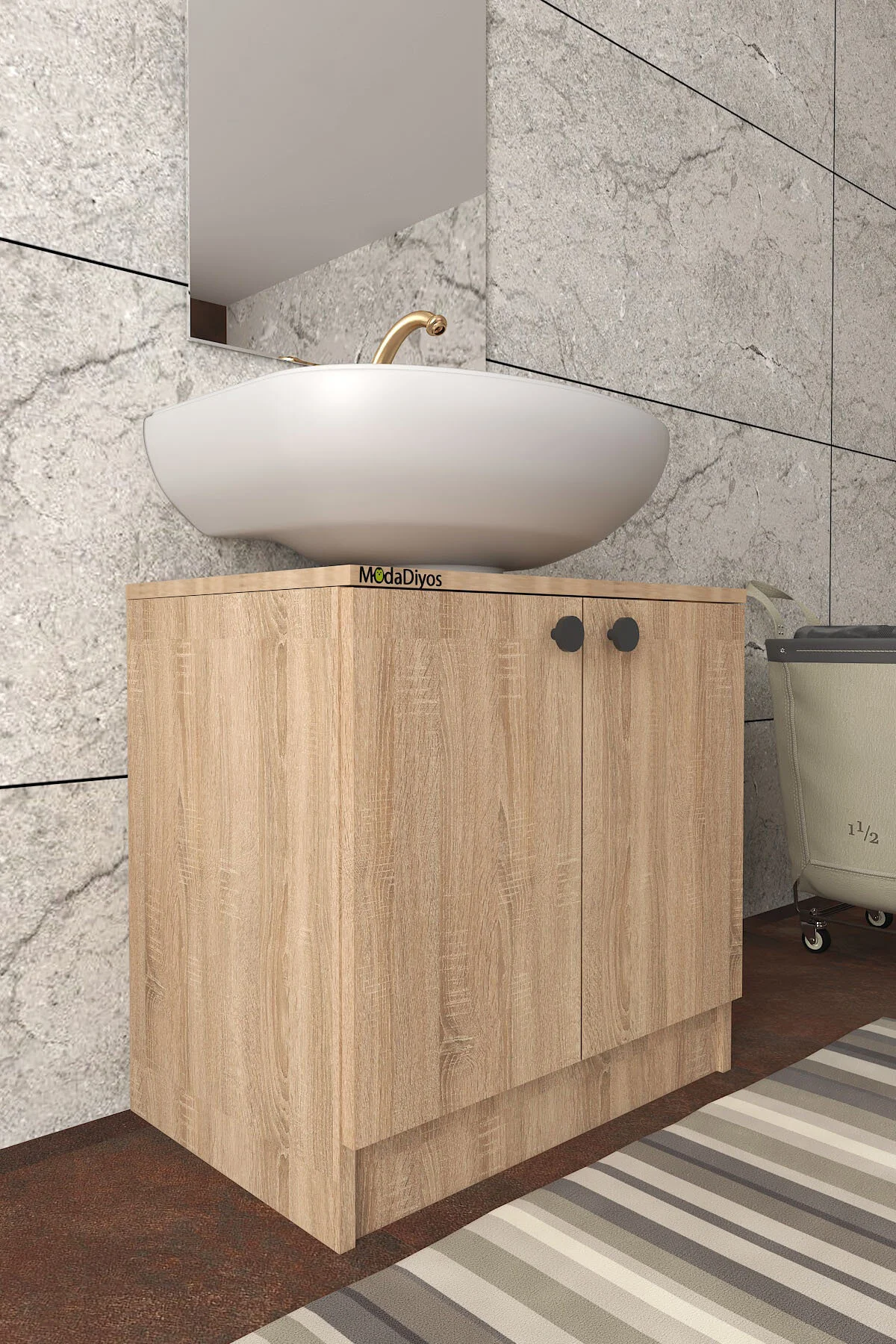 Modelisa Lavabo Altı Dolap, Banyo Dolabı - Mdf Ahşap - Banyo Dolabı - Görsel 5