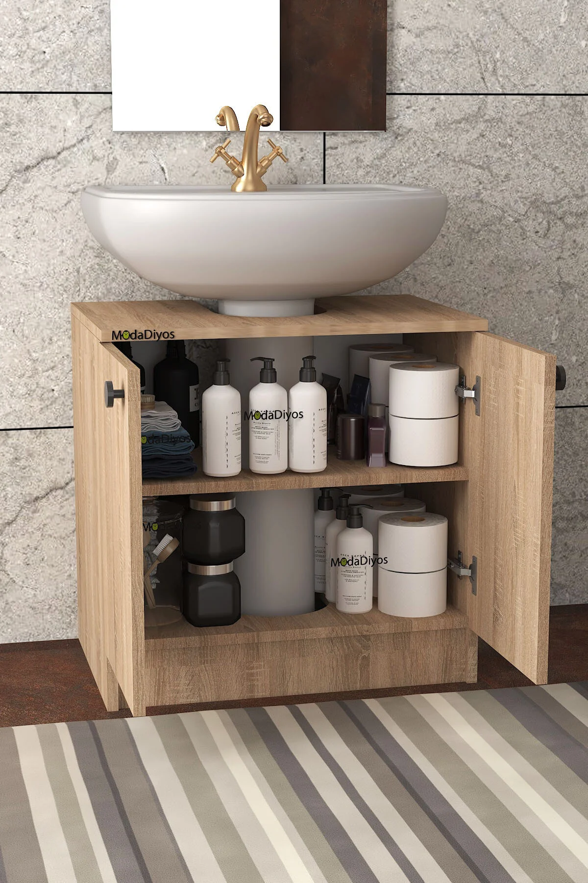Modelisa Lavabo Altı Dolap, Banyo Dolabı - Mdf Ahşap - Banyo Dolabı - Görsel 2