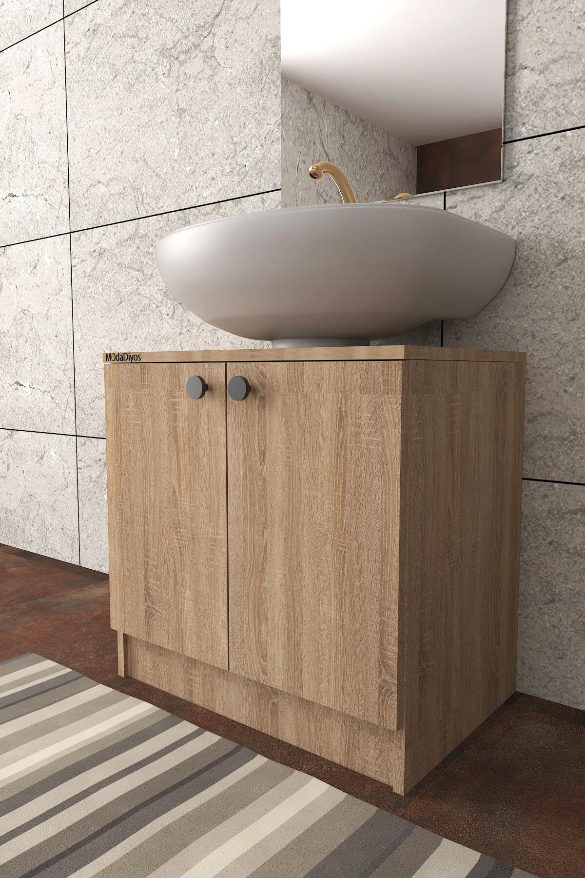 Modelisa Lavabo Altı Dolap, Banyo Dolabı - Mdf Ahşap - Banyo Dolabı - Görsel 6